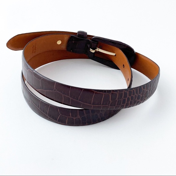 Ralph Lauren Italian Leather Alligator Embossed Belt - Picture 2 of 9